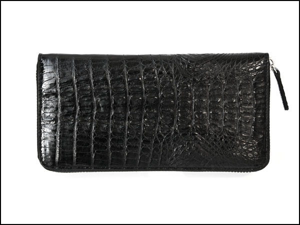 Outlet ゴダンカイマンクロコテール革 ラウンドファスナー 長財布 8072cpBK