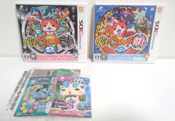 美品☆3DSソフト 妖怪ウォッチ 元祖・真打セット （元祖:特典メダル・カード付き）_1