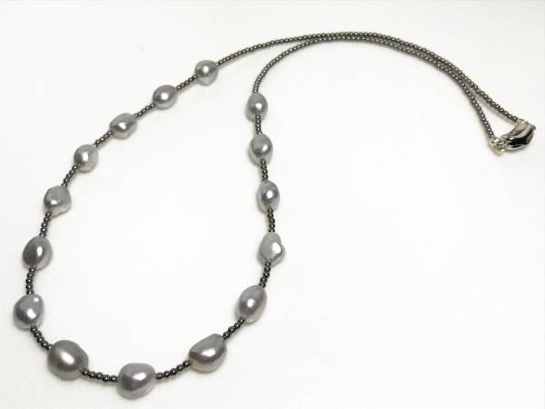 ☆特大南洋ケシパール☆ステーションロングネックレス62cm☆ バロック 