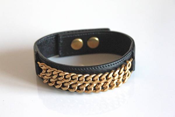 LAURENT レザーブレスレット ブラック サンローラン Laurent SAINT 