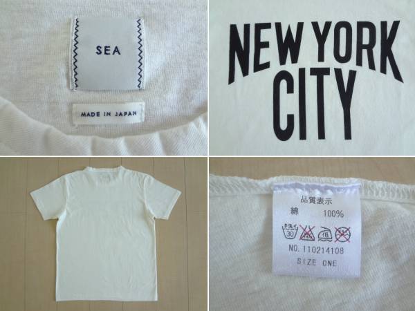 【新品・未使用】SEA rie クルーネック TEEシャツ ヴィンテージ加工 シー リエ メンズライク ホワイト FREE