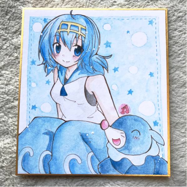 同人手描きイラスト☆ポケモン スイレン☆ミニ色紙(手描きイラスト