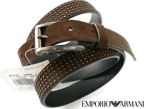 55，000円新品EMPORIO ARMANIアルマーニ★軽装の春夏に注目度☆☆☆スタッズ装飾ベルト【95cm】