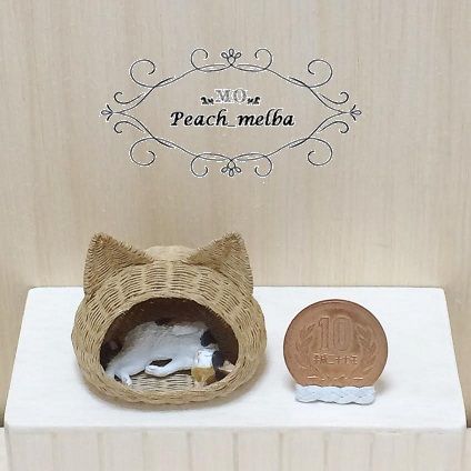 籐ラタン風 子猫ちぐらバスケット
