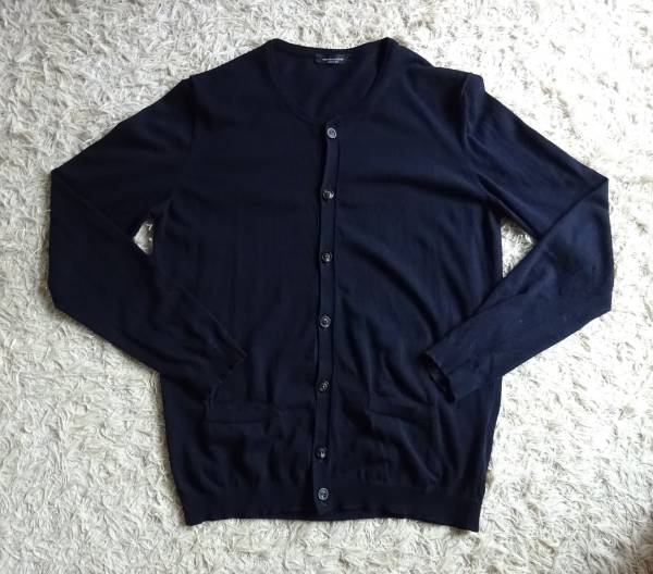 ロベルトコリーナ＊16SS クルーネック コットン カーディガン ダークネイビー 44/ジョンスメドレー ルトロワ アルテア クルチアーニ