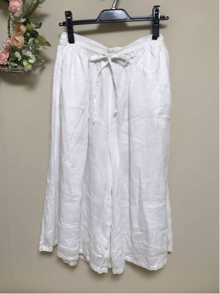 新品SUNVALLEY サンバレイ リネンワイドパンツ スカーチョ 白