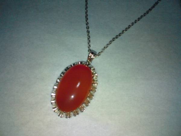 昭和レトロ　カーネリアン　ペンダントネックレス　瑪瑙メノウ　７月誕生石_2