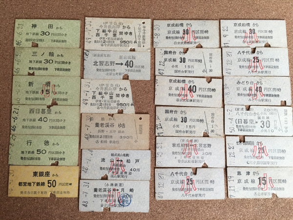 京成電鉄、営団地下鉄など硬券切符24枚セット_1