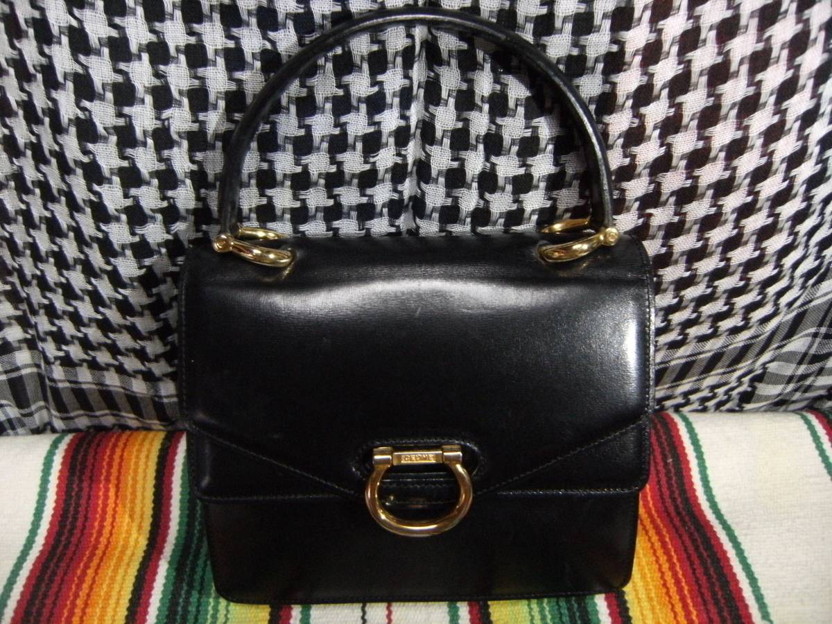 CELINE セリーヌ スエード×レザー チェーンショルダーバッグ 黒 