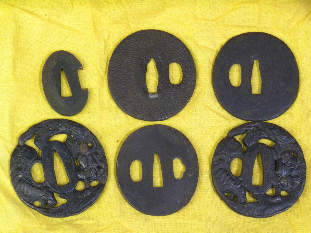 【刀鍔】藻柄子 入道宗典製 江州彦根住 等 まとめて6個セット 古美術品 鉄鍔 日本刀装具 古玩 古鉄
