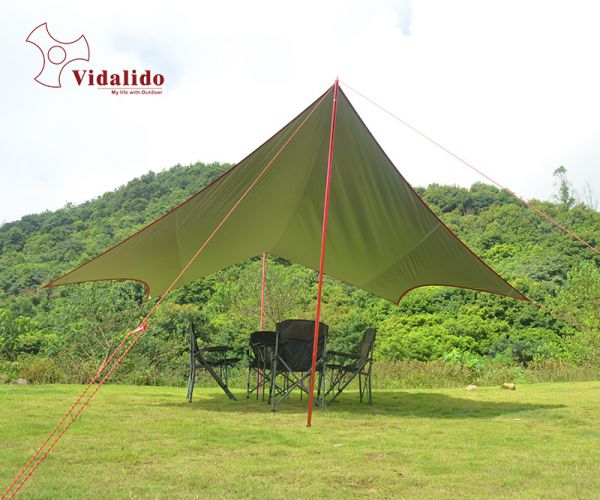 HDタープ\u201cシールド\u201d・ヘキサ（L）| スノーピーク(Snow Peak) ★★ 2017新入荷 ヘキサシールドタープ 200D PU加工耐水圧3000mmミニマム ポール・ロープ フルセット CAVL0003