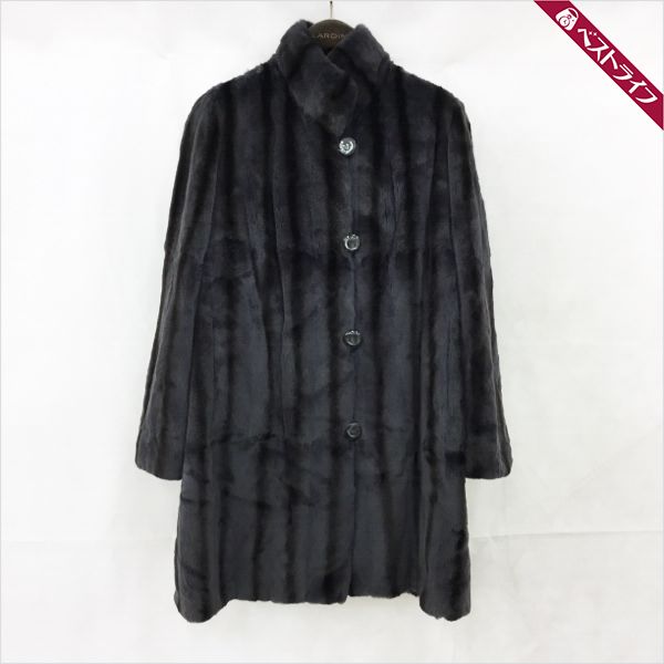 1円 本物 毛皮 ミンク リバーシブル ハーフコート サイズF グレー系 
