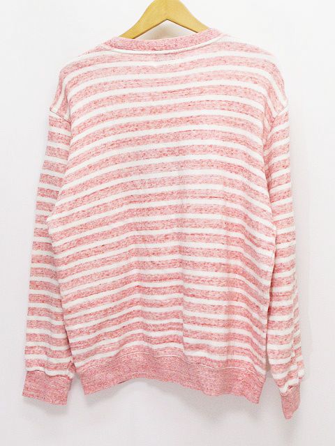 シナコバ SINA COVA長袖 トレーナー Ｌ ピンク 綿 コットン ボーダー ワッペン 刺繍