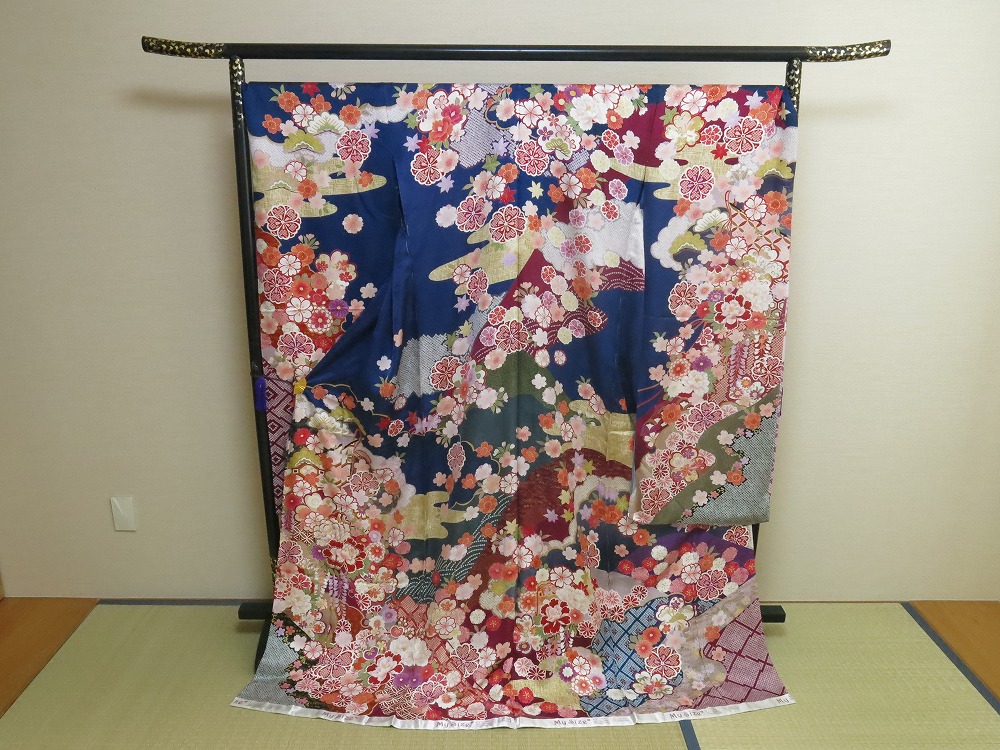 A909-2138●関着/振袖/牡丹・桜等/新品/未仕立て/正絹/絵羽