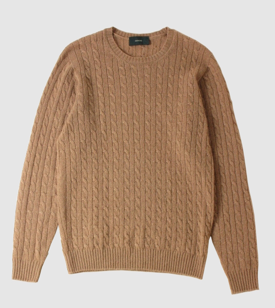 ★【 ZANONE (ザノーネ) 】 キャメル ケーブルニット 46