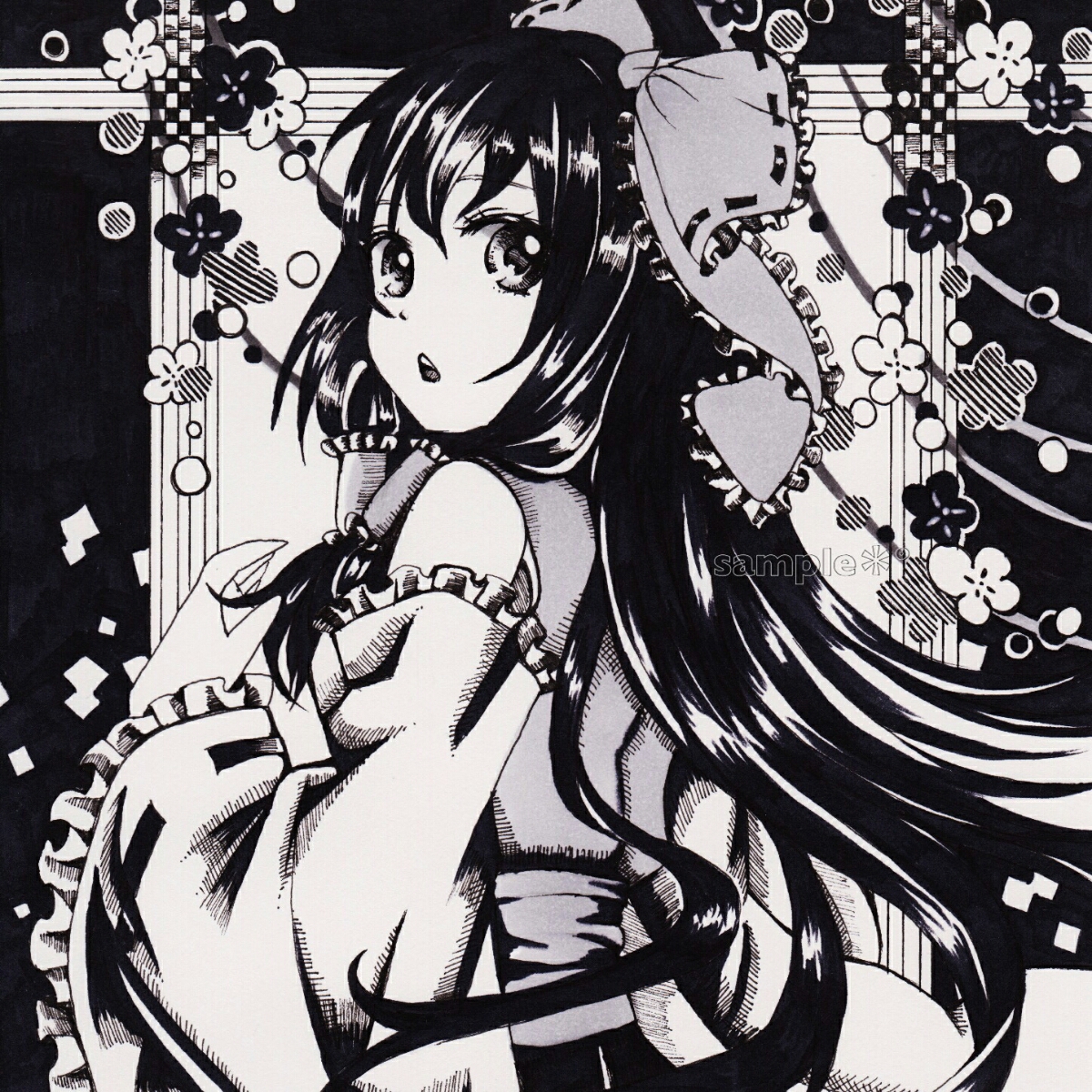 手描きイラスト 東方 霊夢 モノクロ 手描きイラスト 売買されたオークション情報 Yahooの商品情報をアーカイブ公開 オークファン Aucfan Com