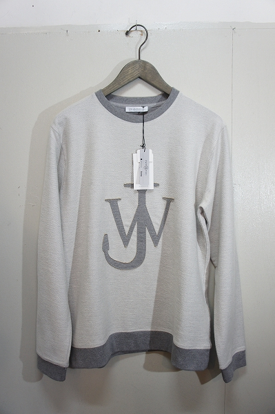 新品 国内正規15AW J.W.ANDERSON J.W.アンダーソン LOEWE 裏起毛 クルーネック ロゴ スウェット シャツ トレーナー ストレッチ908H