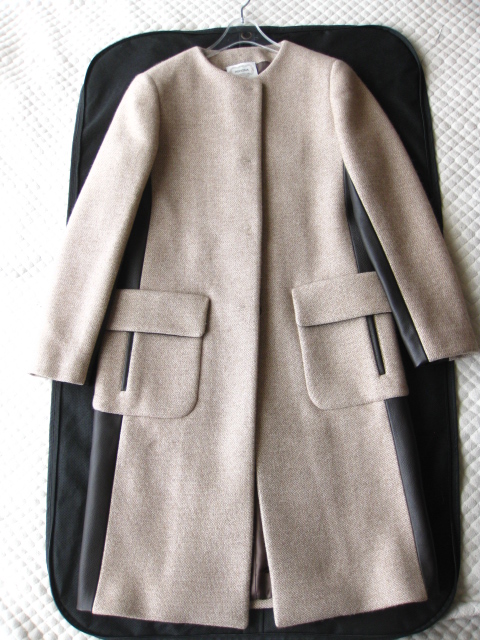 即決 イタリア製 AGNONA アニオナ 最高級レザー×カシミヤ ノーカラー 