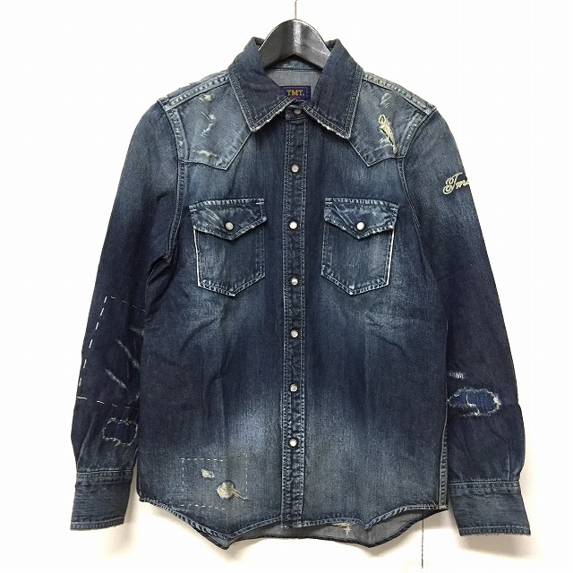 TMT 16AW クラッシュ HQデニムシャツ インディゴ S TSH-F1601 定価35640円
