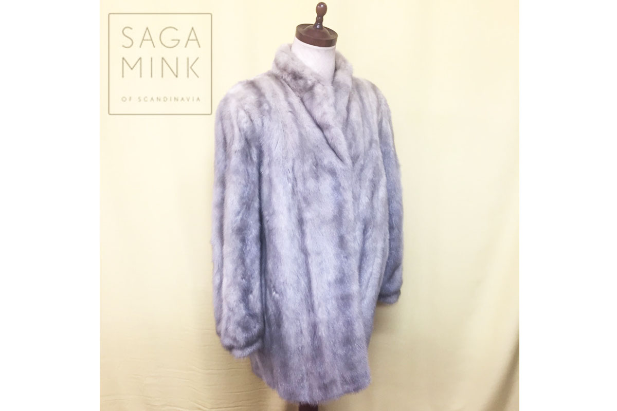SAGA MINK サガミンク ハーフコート 13号 Lサイズ 毛皮 ベージュ系