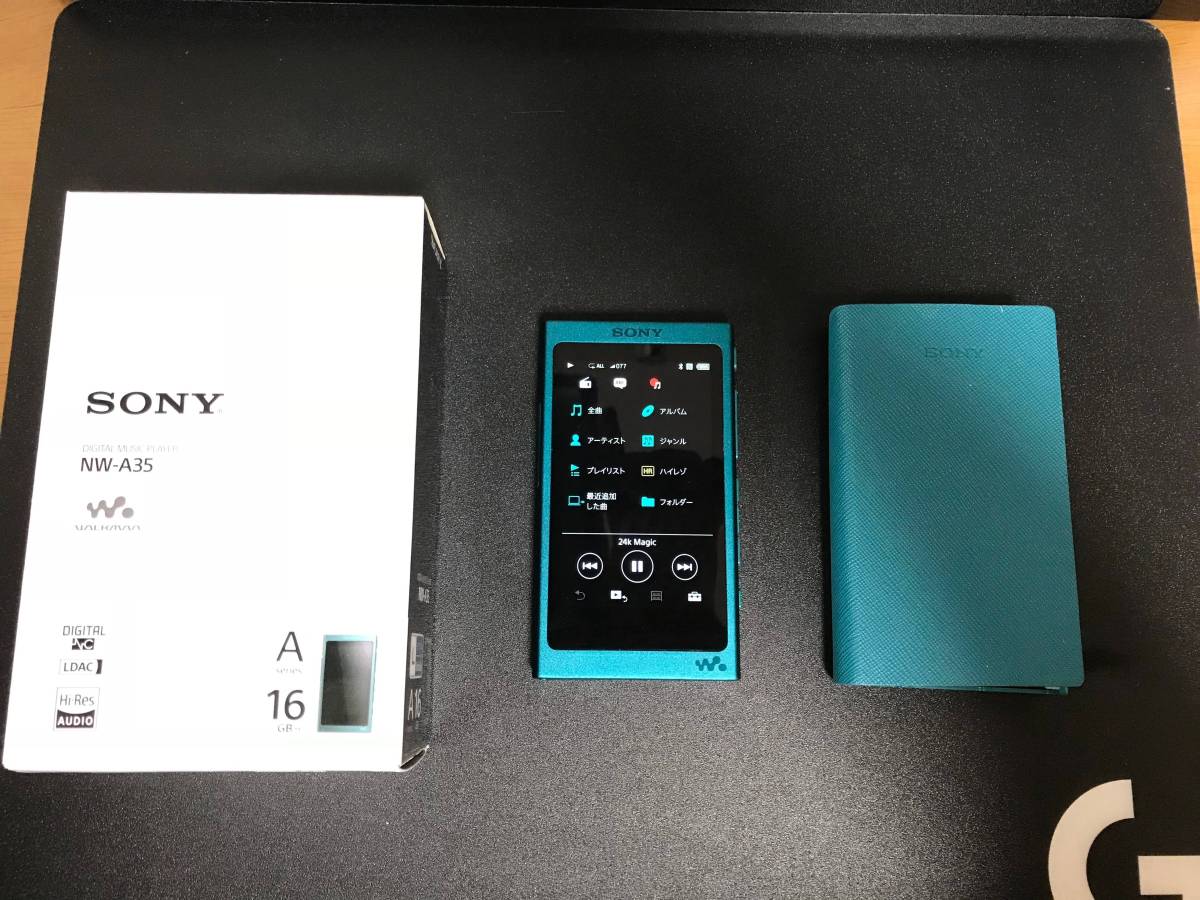 極美品】SONY WALKMAN NW-A35 ビリジアンブルー 純正ケース付き ソニー