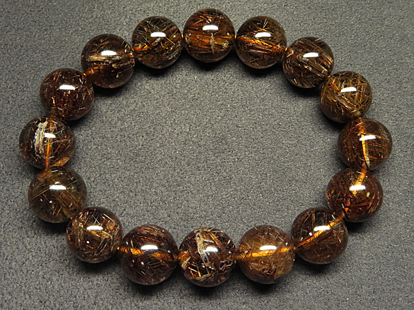 g200円★茶水晶【ブラウンゴールドルチル】ブレスレットＭ★13mm