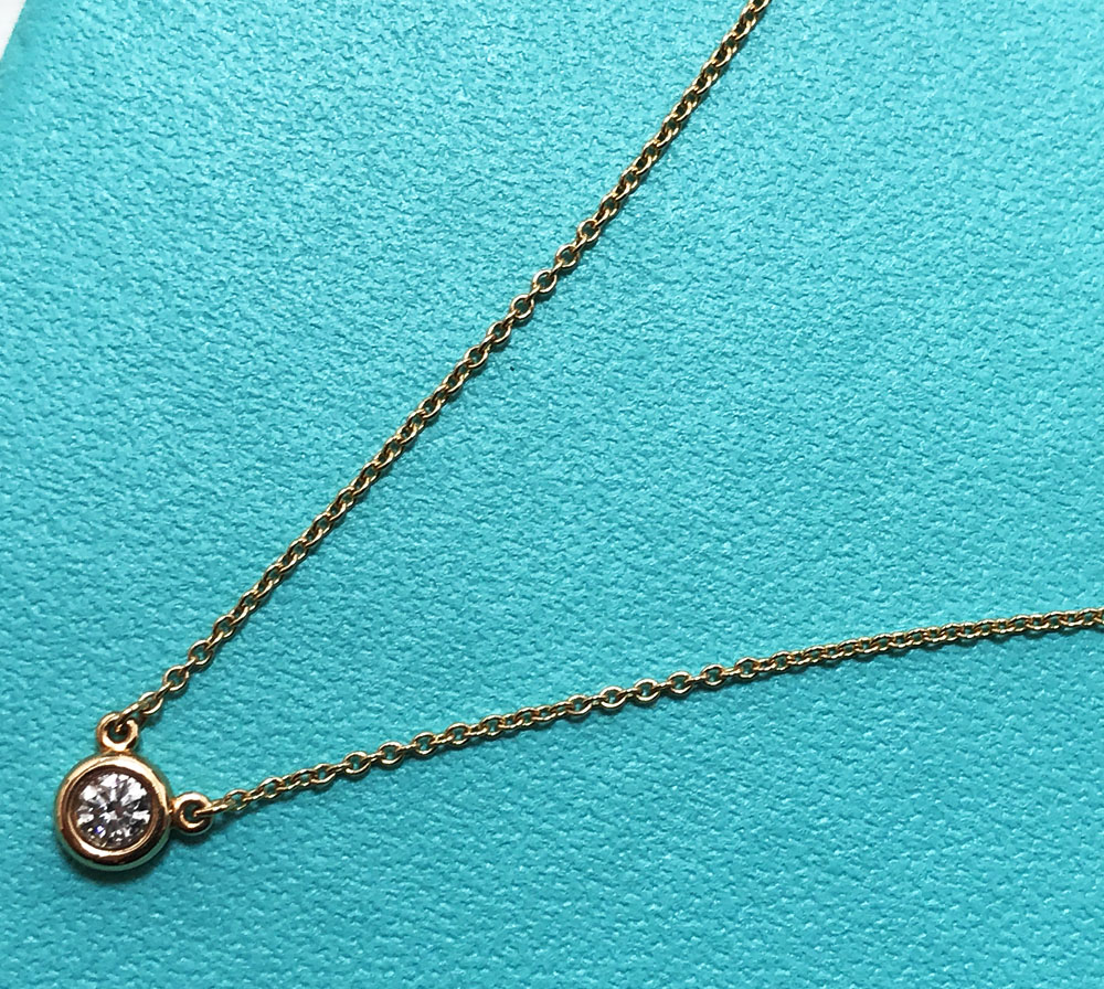 rm) ティファニー K18PG ピンクゴールド バイザヤード ネックレス D0.18ct前後 中古美品 １円スタート_1