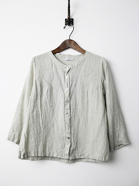 Fog linen work フォグリネンワーク バンドカラー リネン ブラウス 