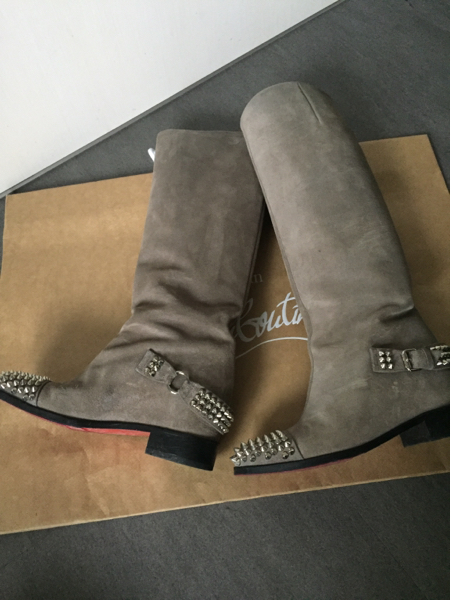 格安☆最落なし！ 100円スタート ルブタン☆大人気 スパイクブーツ グレー 37