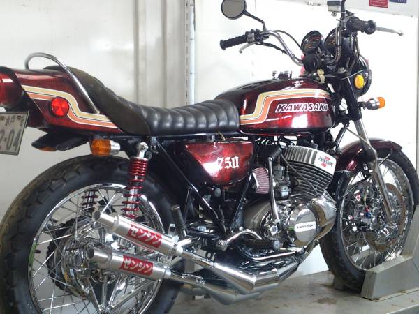 750ss チャンバー 3本クロス メッキ ゼンシン製 Kawasaki 750SS MACH