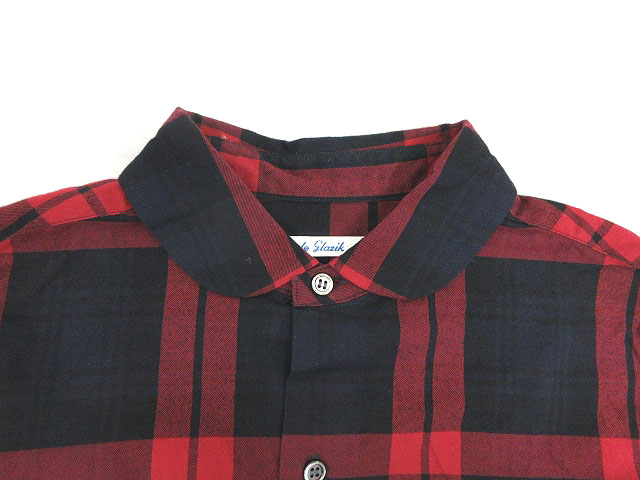 ルグラジック Le glazik シャツ チェック柄 長袖 36 レッド × ネイビー 171008T
