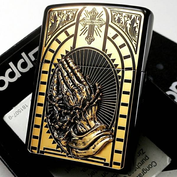 いのり 1スタ：zippo：キャプチュードグレース：祈り：ブラック＆ゴールド