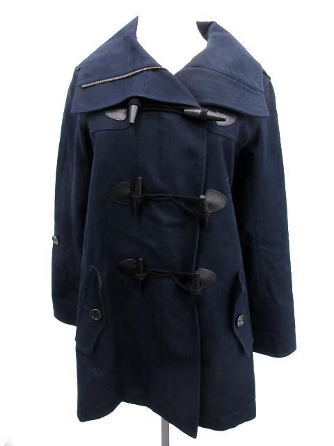 バーバリーロンドン ダッフルコート ヘリンボーン ロゴボタン ロング 紺 38 バーバリーロンドン ダッフルコート ヘリンボーン ロゴボタン ロング