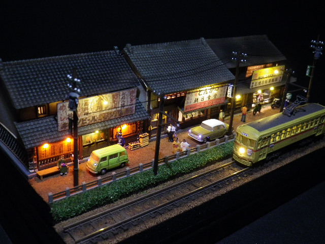 1⁄150 1/150ジオラマ『昭和の街並み』 古い街並みとチンチン電車