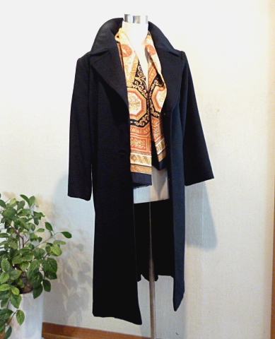 ☆カシミヤ100％☆黒ロングチェスターコート☆高級国内サロン