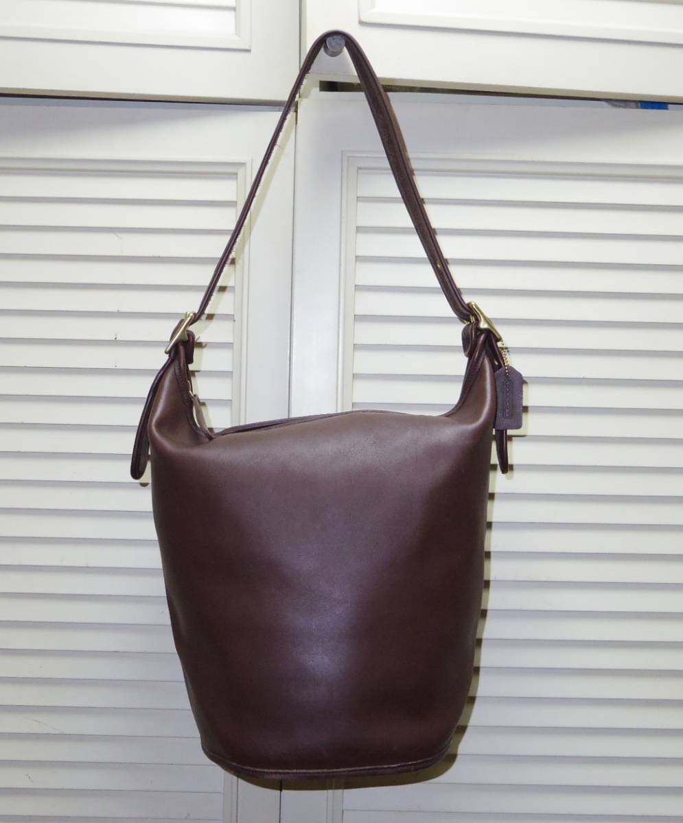 美品!USA製 ビンテージ OLD COACH バケツ型 レザー ショルダー バッグ 