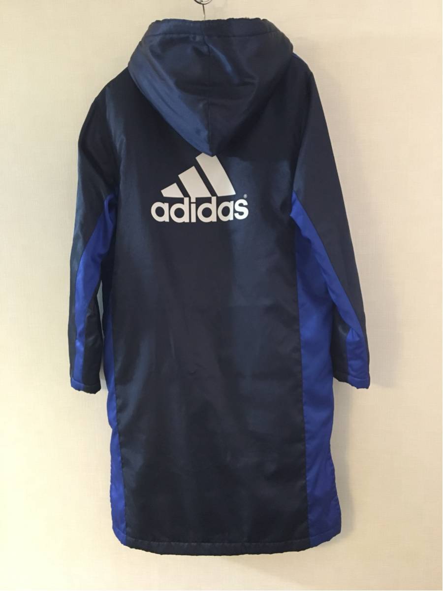160cm アディダス ベンチコート ネイビー ボア ベンチコート adidas ネイビー 中綿 ボアロングコート アディダスベンチコート160サイズ