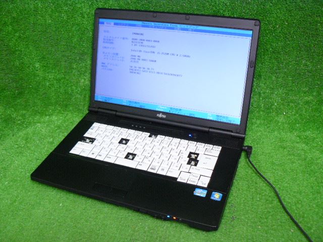 [7401] 富士通　LIFEBOOK　A561/D　FMVNA5NE　Core i5　2520M　2.5GHz メモリ2GB HD無 15.6インチ ドライブ破損 BIOS OK キー破損 ジャンク
