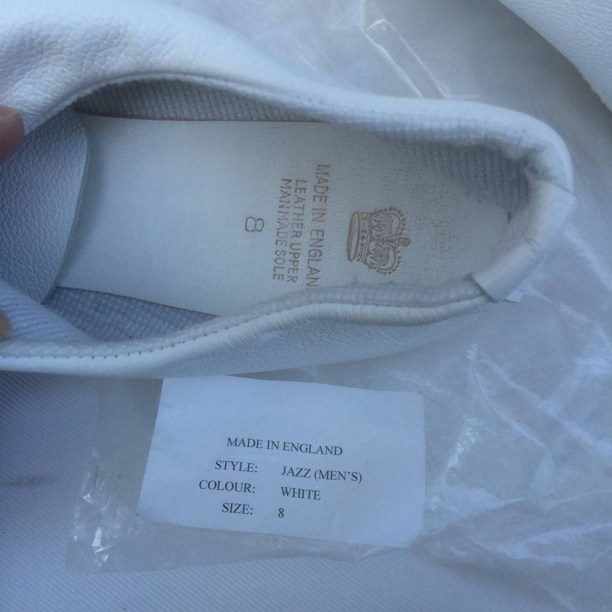 クラウン　ジャズ　男女兼　 crown jazz white ホワイト　レザー　白　ダンス　バレエ　レース　アップ レザー　ダンス　シューズ　英国製
