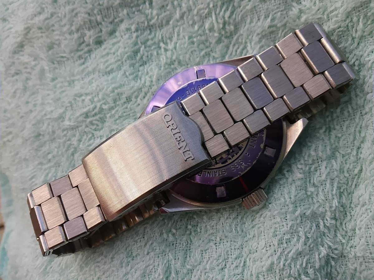 極美品 70年代オリエントハイエース自動巻きカットガラス エメラルド 