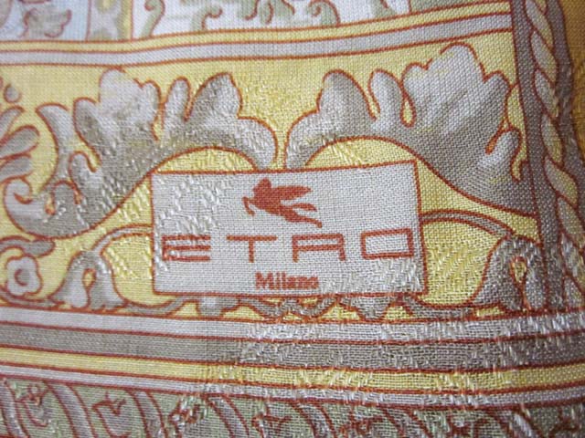 【中古】ETRO エトロ ウール＆シルク ストール 黄 総柄[240010226196]