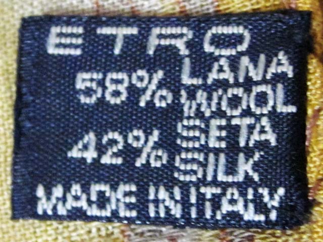 【中古】ETRO エトロ ウール＆シルク ストール 黄 総柄[240010226196]
