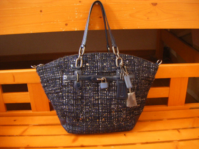 極美品COACH☆ チェルシー ブクレ エマーソン ノース/サウス サッチェル ☆ネイビー　正規品