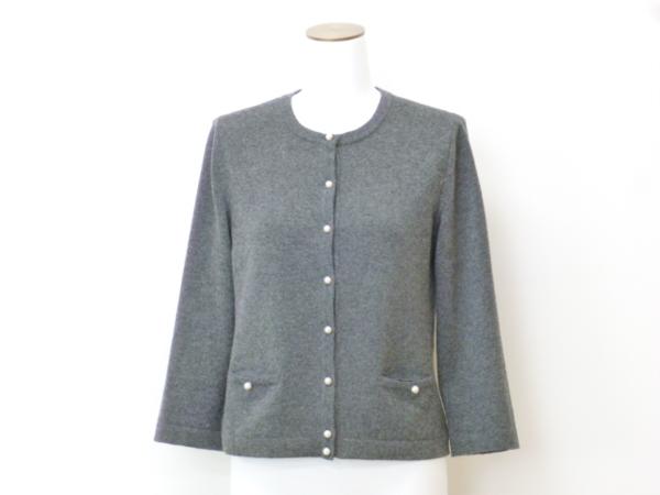 FOXEY パールエンブロイダリーカーディガン 38 チャコールグレー  