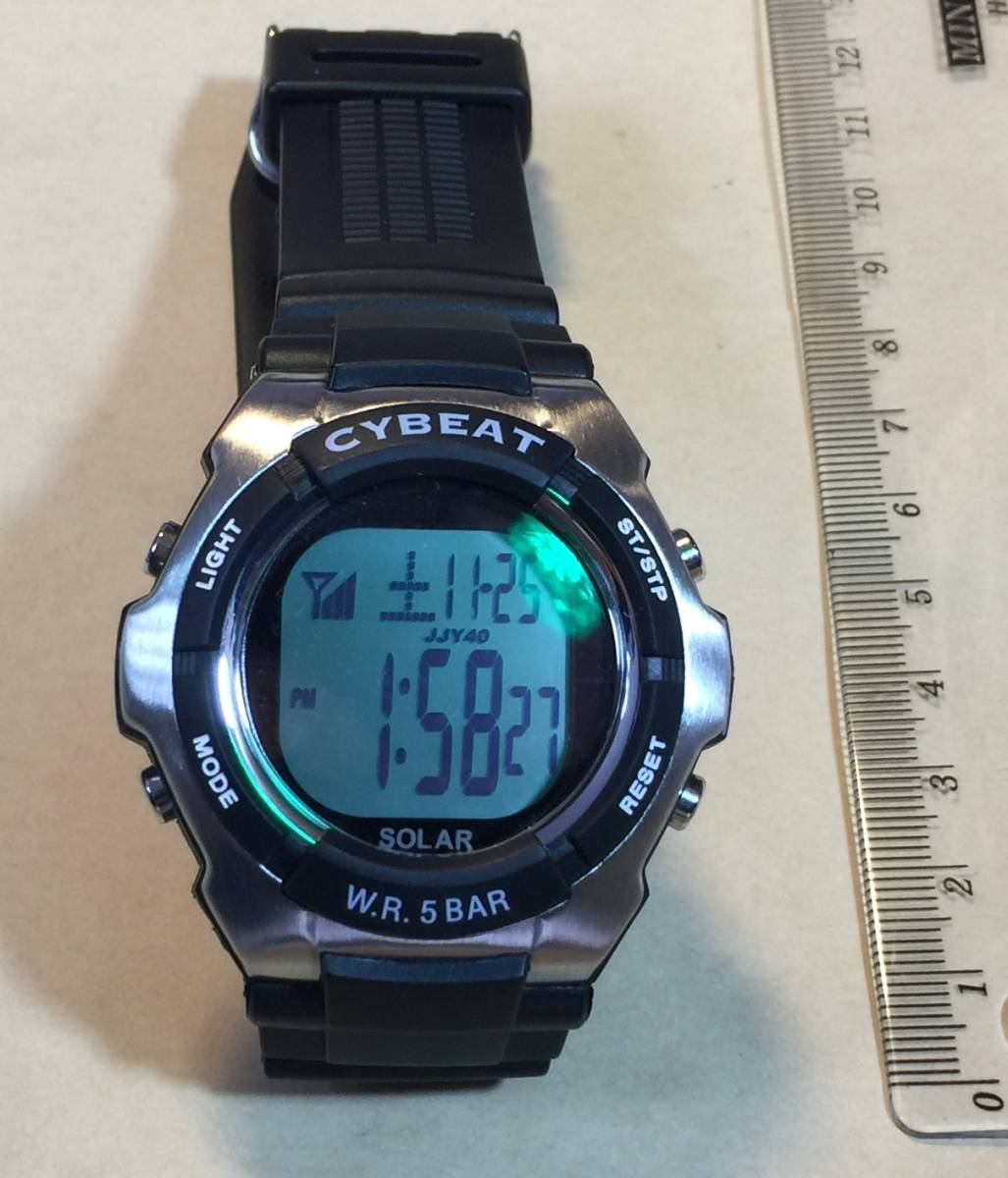 電波 ソーラー デジタル 黒 やや大きめ J-AXIS CYBEAT SRC04-BK 新品 未使用_1