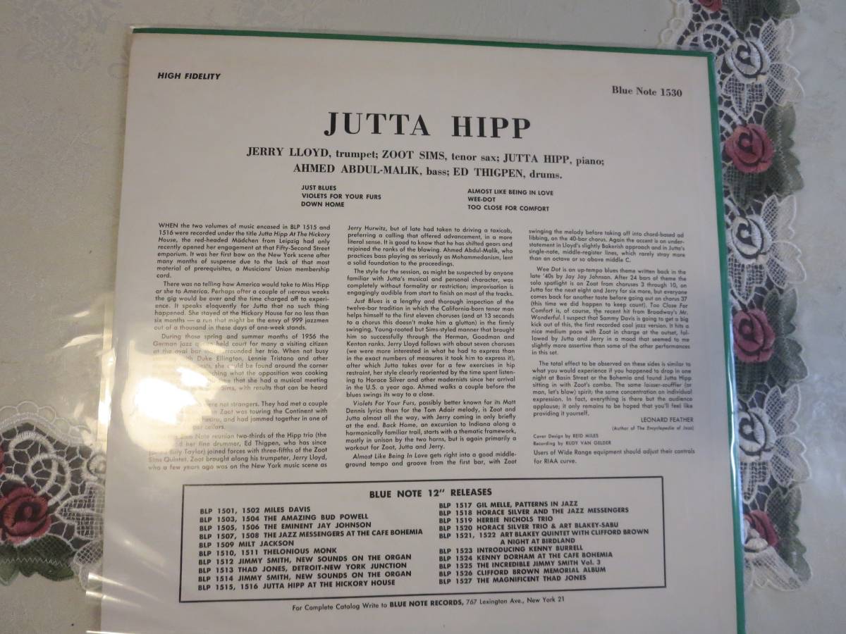 LP/ JUTTA HIPP WITH ZOOT SIMS / USA盤 BLUENOTE1530 /ユタヒップ
