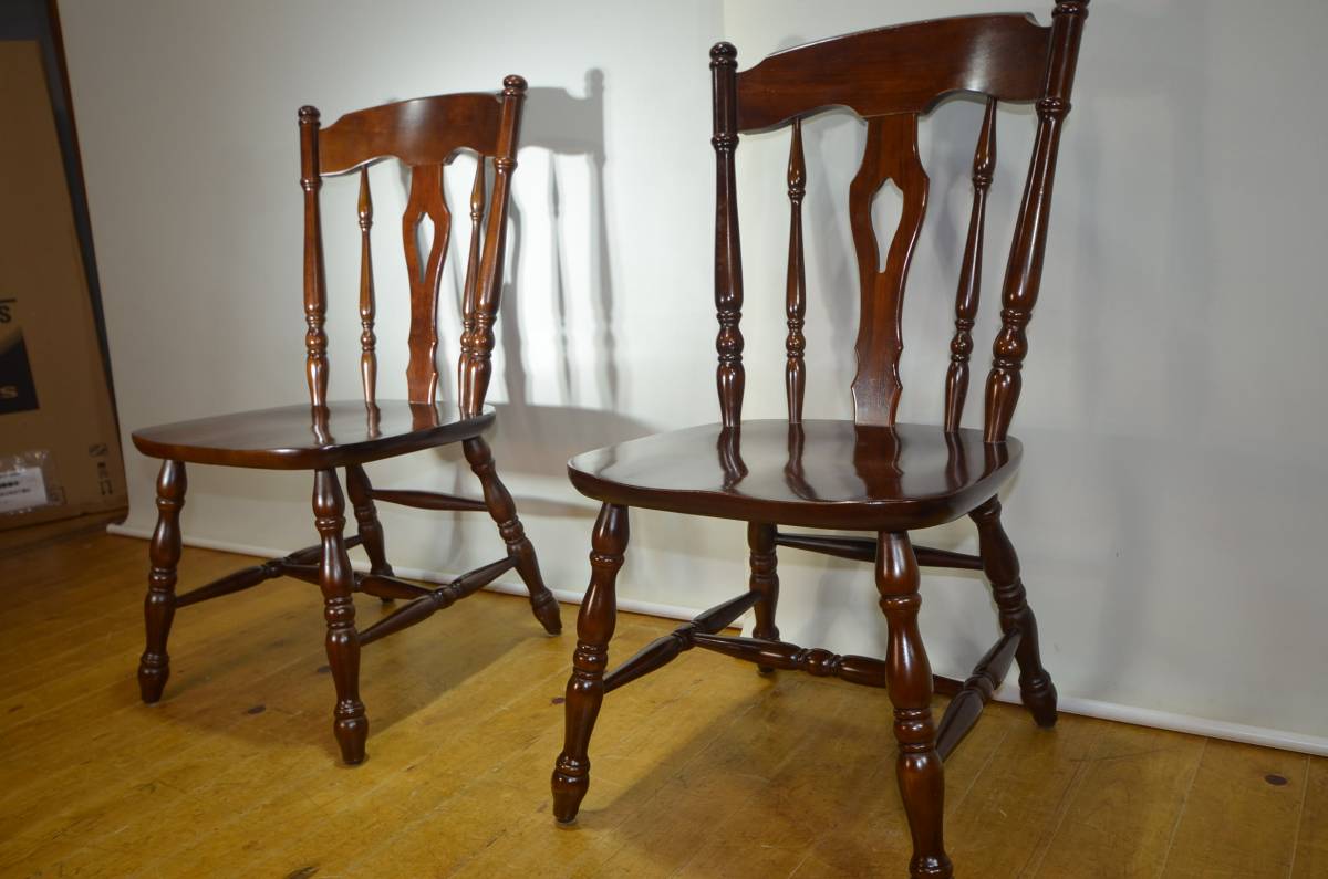 ■飛騨高山/KASHIWA 柏木工 ダイニングチェア/スピンドルチェア/2脚セット/美品■