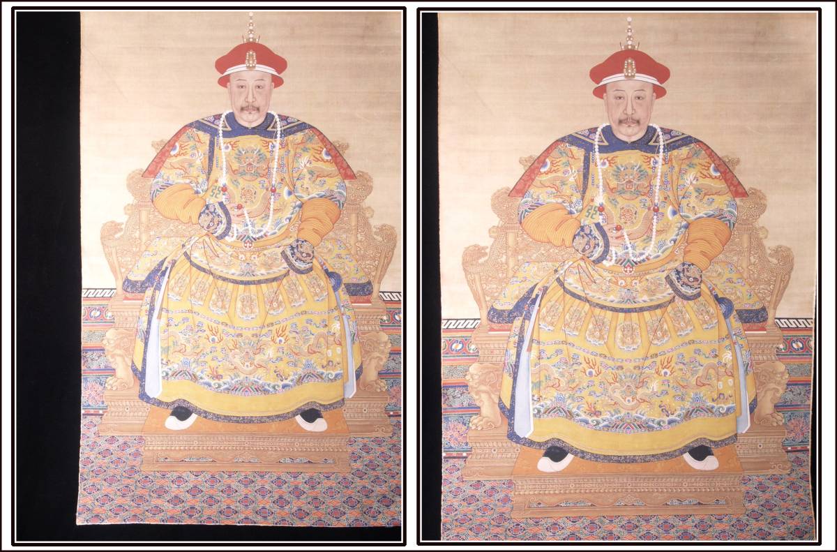 骨董掛け軸】犬図 中国郎世寧 清時代 肉筆保證 唐物唐本 掛け軸 捲り