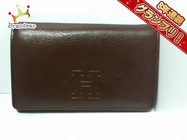 ヒロフ HIROFU 財布 2つ折り財布 レザー ダークブラウン 型押し加工