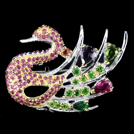 ブローチ兼用 ジュネ ルベライト(レッドトルマリン) 2.62ct ルビー 計 
